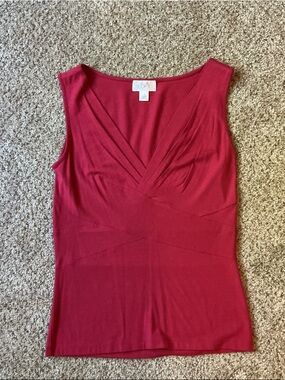 LOFT Sleeveless V-Neck Tank Top in Deep Berry